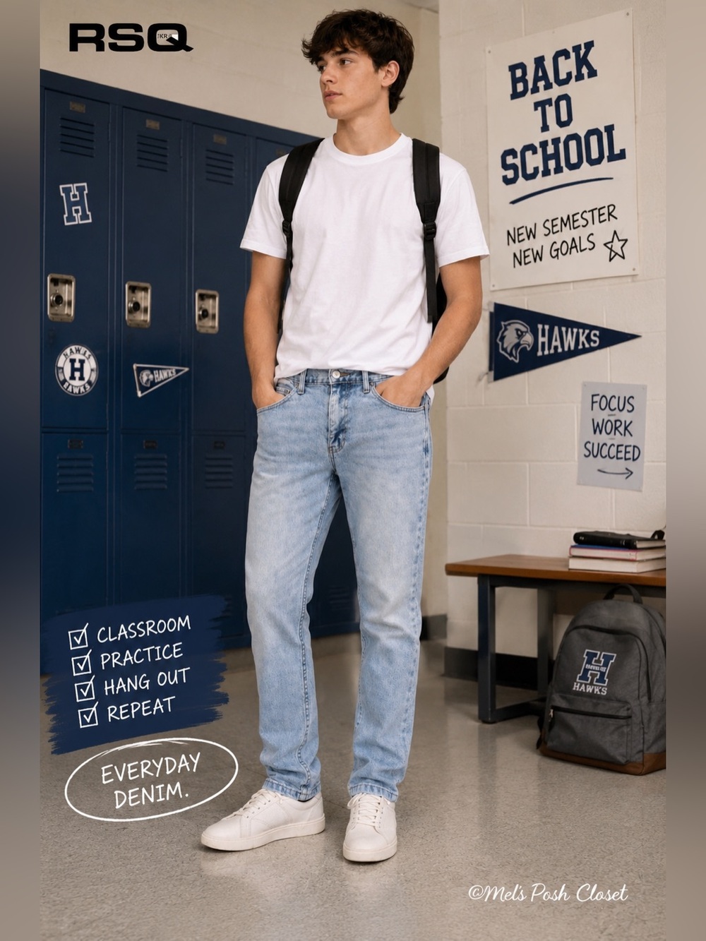 📍📚🏫RSQ Men’s Light Wash Straight Jeans - Pale Blue